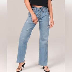 NWT abercrombie low rise 90s jeans 33 short petite medium destroy